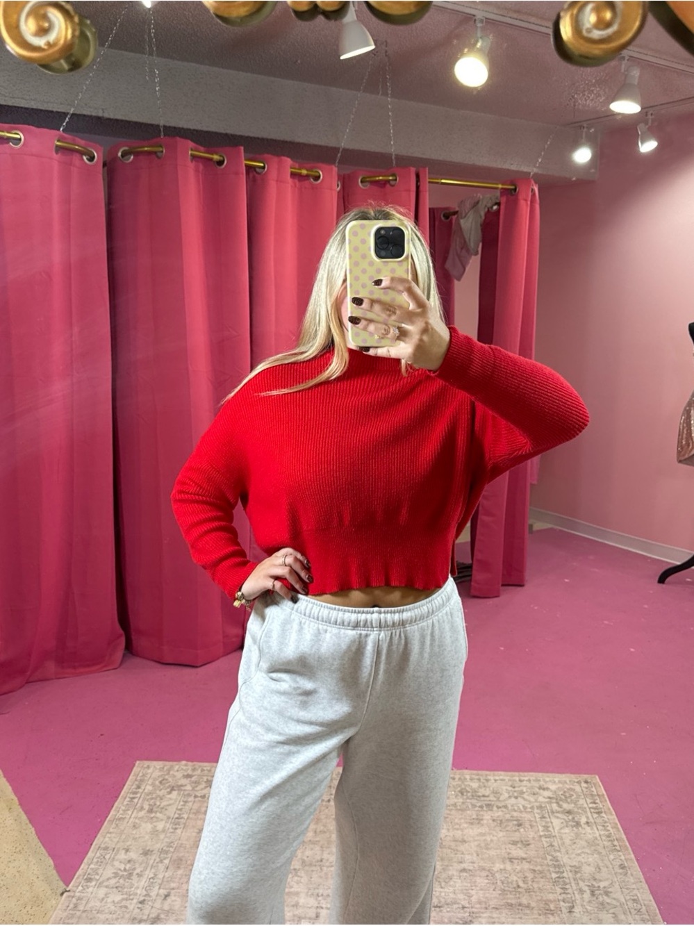 Sincerely Jules Red Cropped Crewneck Sweater